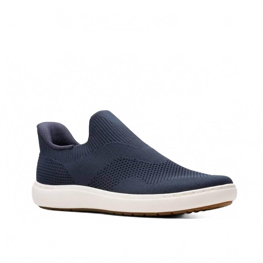 NEW CLARKS women's nalle step slip on sneaker in navy knit